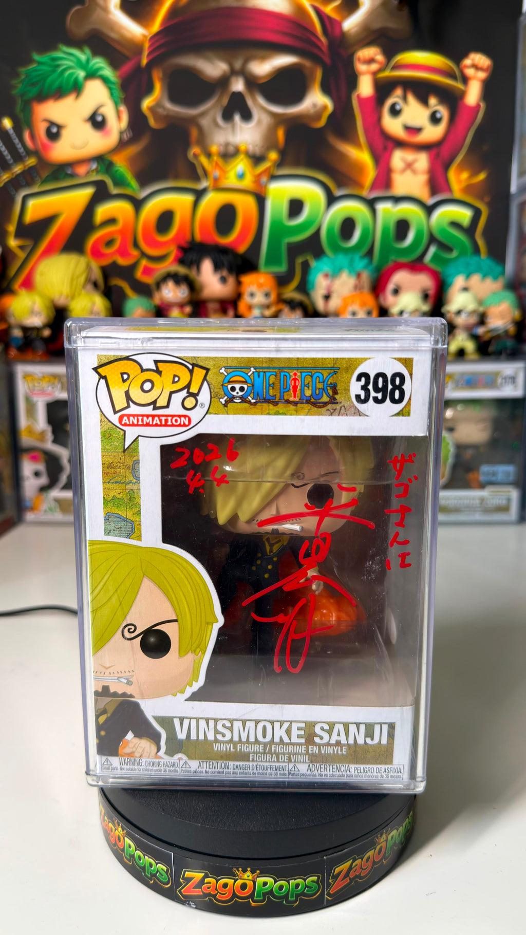 Funko Pop Sanji 398 One Piece Signed Jap Voice Hiroaki Hirata
