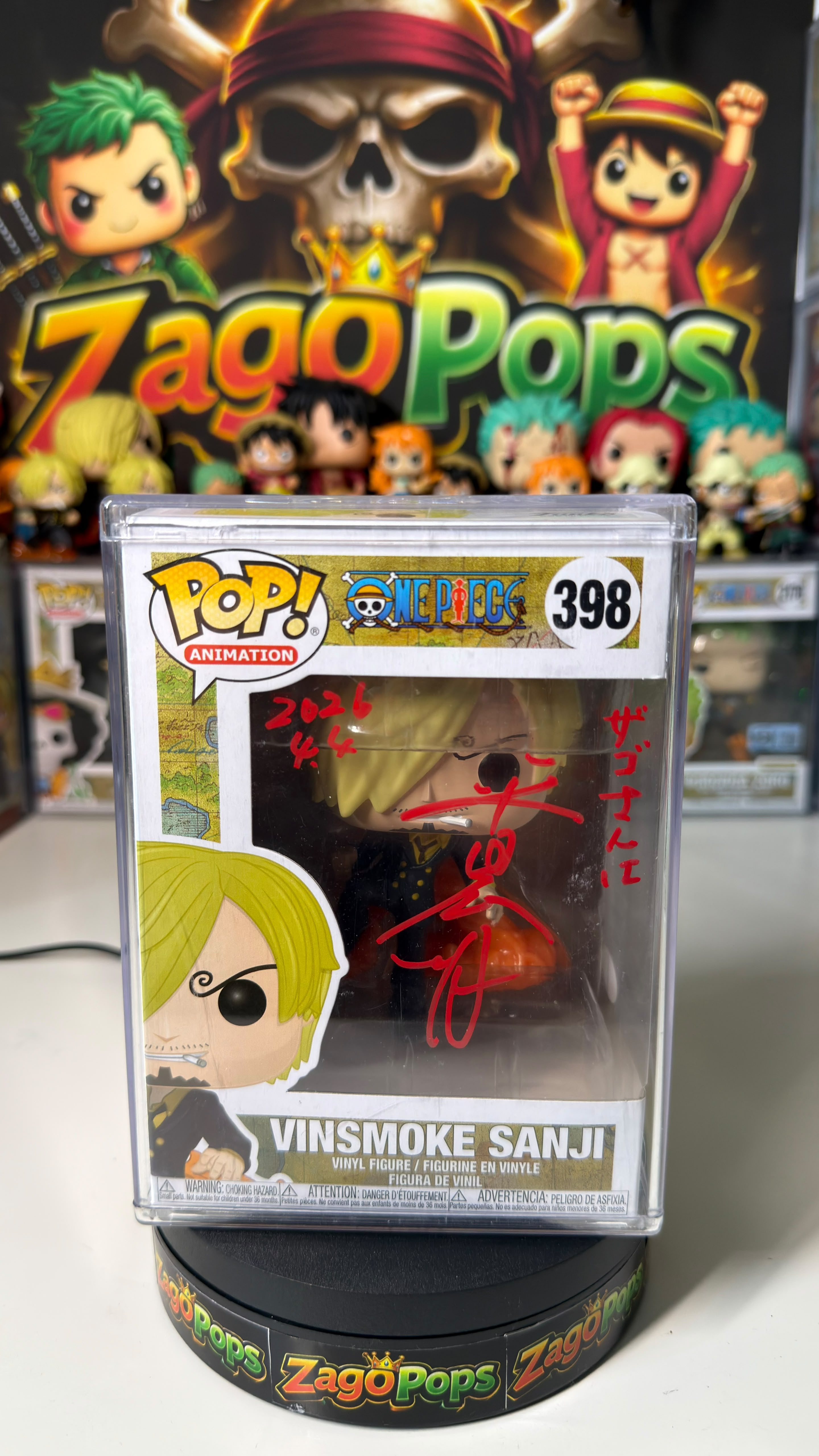 Funko Pop Sanji 398 One Piece Signed Jap Voice Hiroaki Hirata