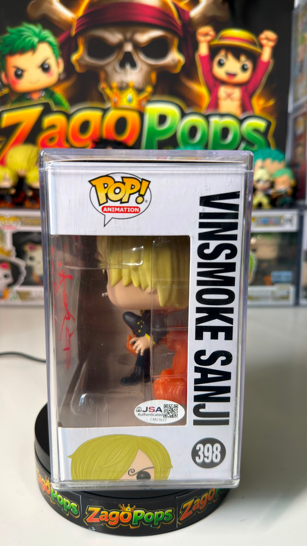 Funko Pop Sanji 398 One Piece Signed Jap Voice Hiroaki Hirata