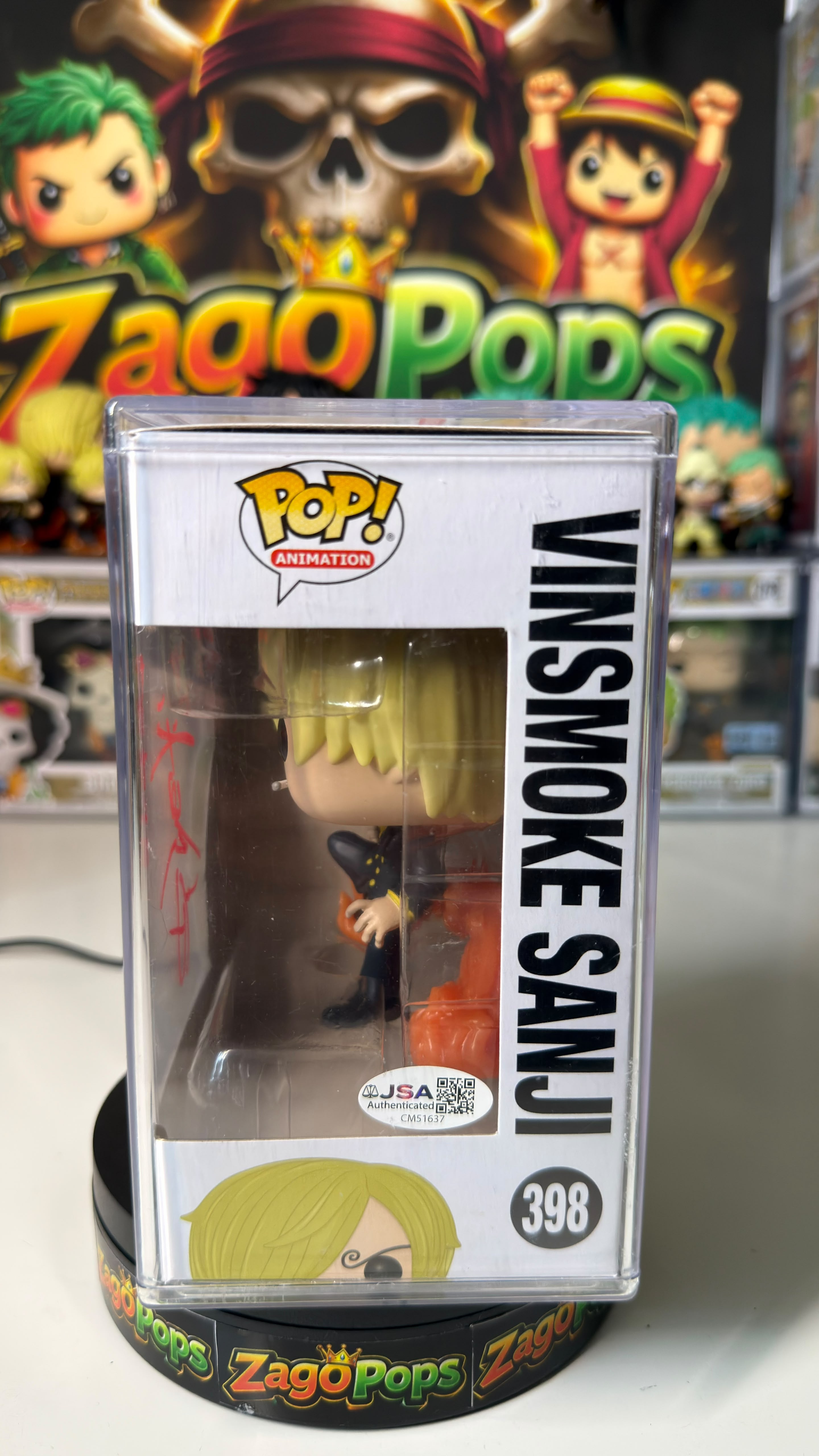 Funko Pop Sanji 398 One Piece Signed Jap Voice Hiroaki Hirata