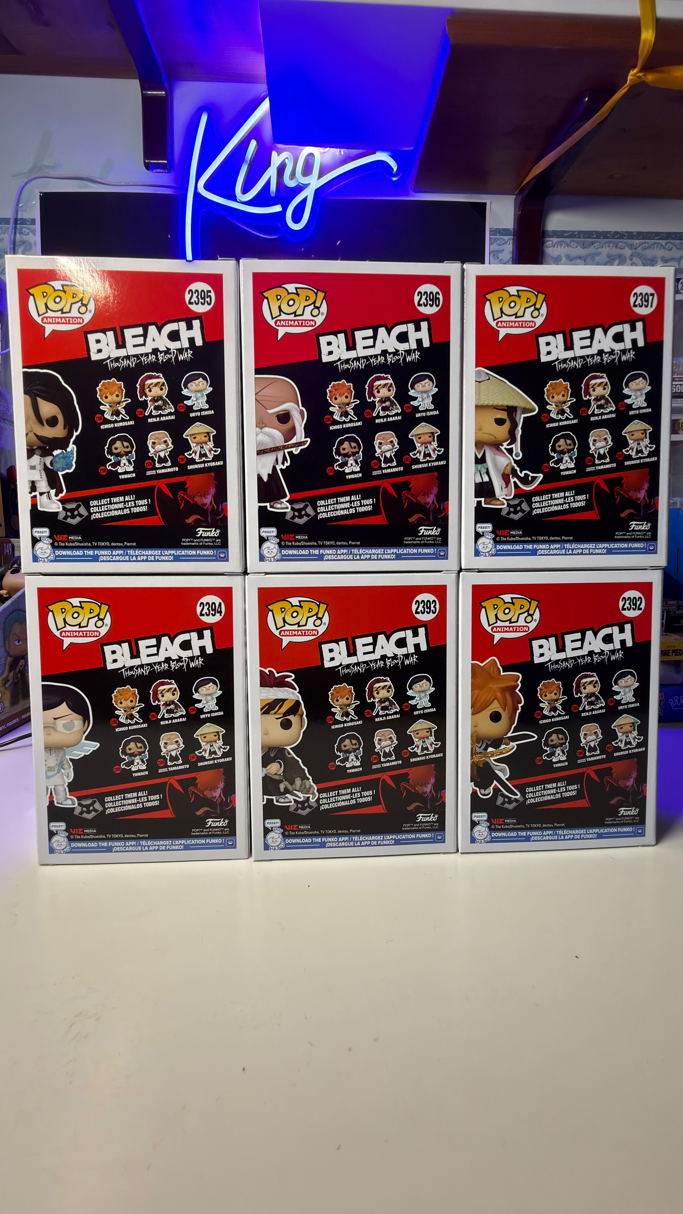 Funko Pop Bundle Bleach 2392 2393 2394 2395 2396 2397 Ichigo Yamamoto Ishida Yhwach Abari Kyoraku