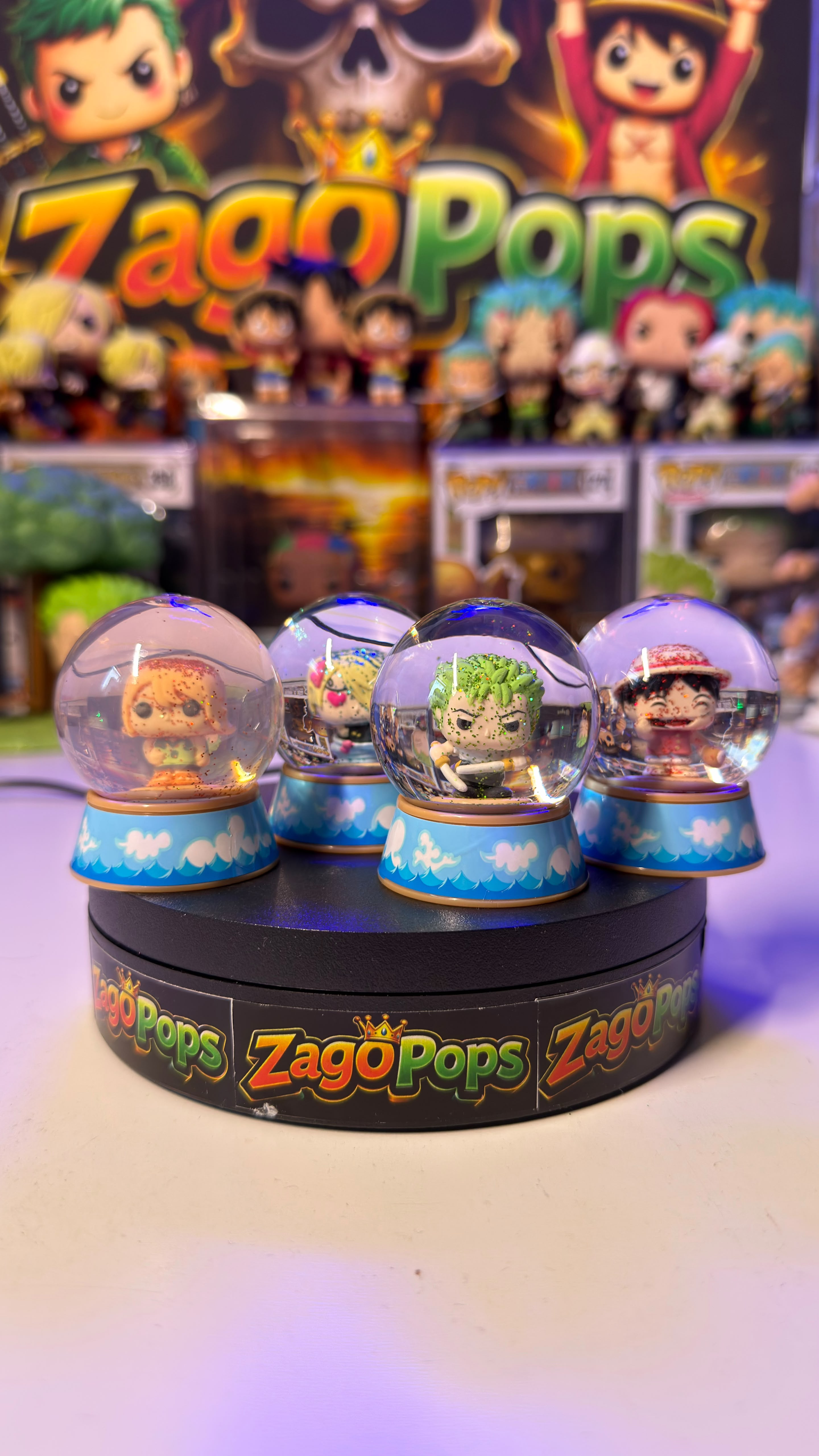 Funko Bundle Mini Snow Globe One Piece Zoro Luffy Nami Sanji
