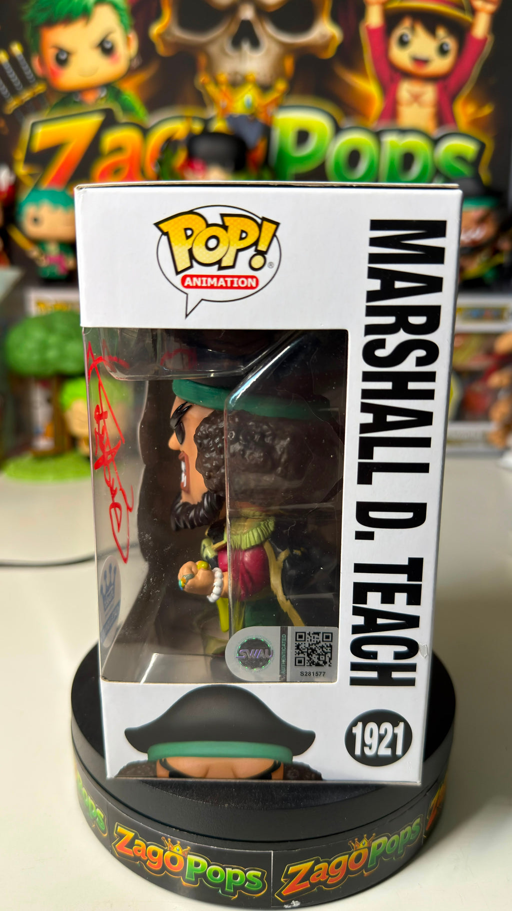 Funko Pop Marshall D. Teach 1921 One Piece Signed Jap Voice Akio Otsuka