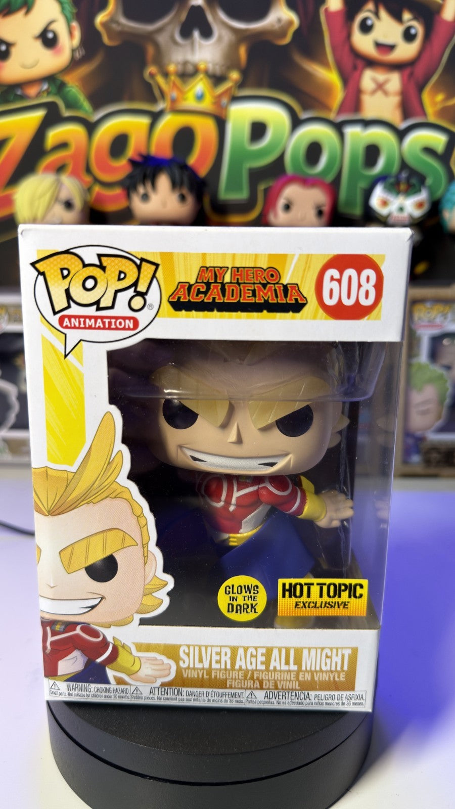Funko Pop Silver Age All Might 608 Glows in the Dark Hot Topic  My Hero Academia